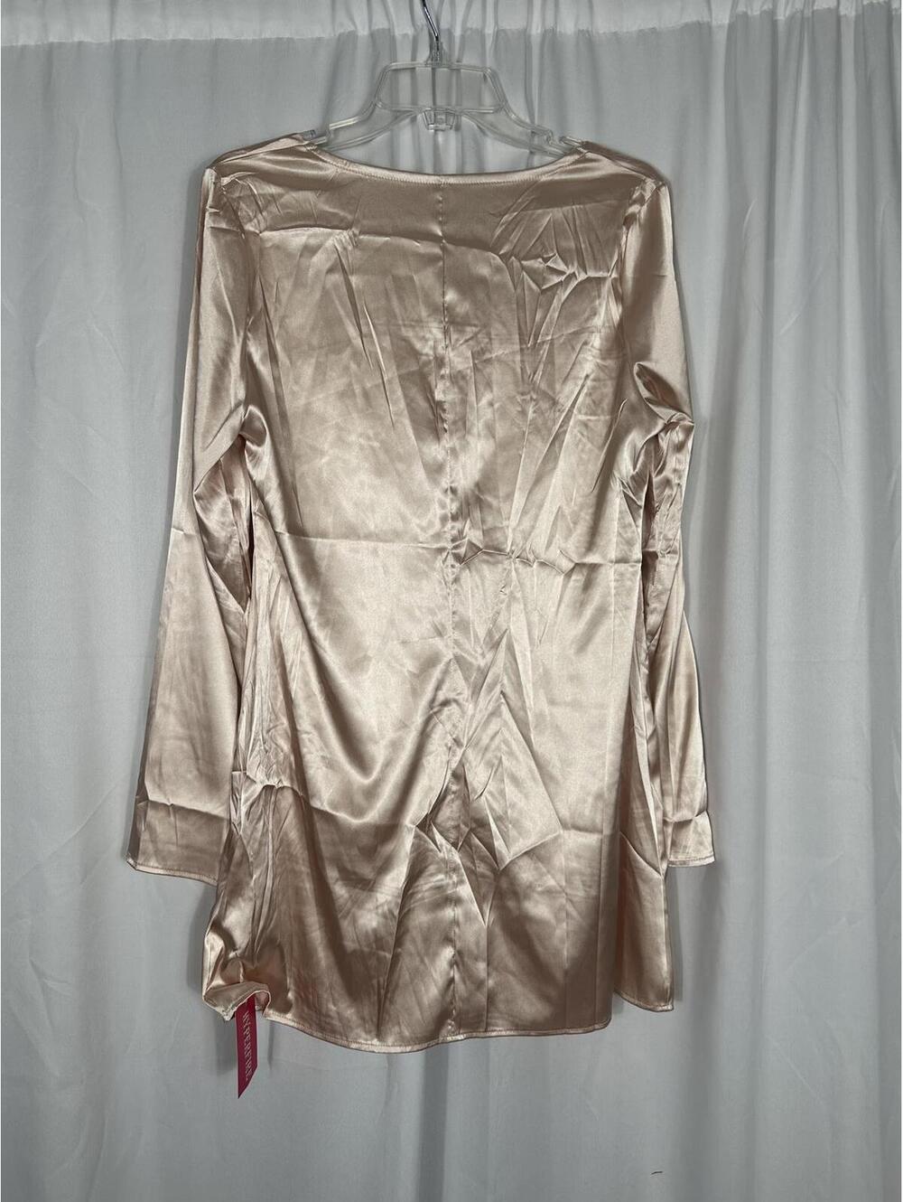 HYPERFIRE Women's Elegant Square Neck Satin Long Sleeve Mini Dress - Picture 8 of 8